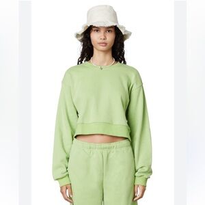 NIA THE BRAND CROPPED PULLOVER SWEATER MATCHA GREEN SWEATER MEDIUM